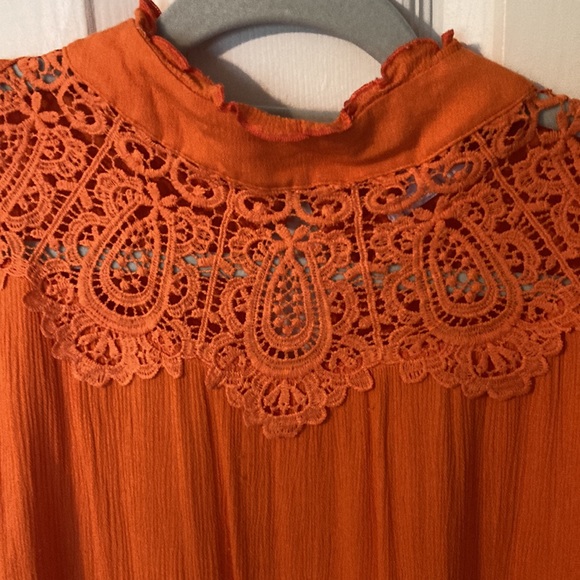 Plush Boutique Orange Lace Blouse with a Halter Neckline - Picture 2 of 2